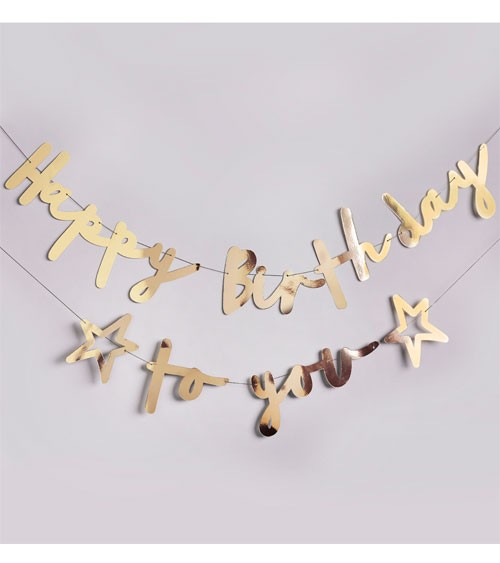 Happy Birthday to you-Girlande - metallic gold - 2-teilig