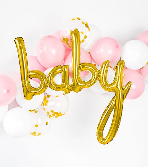 Ballon-Set "Baby" - gold, rosa & weiß - 26-teilig