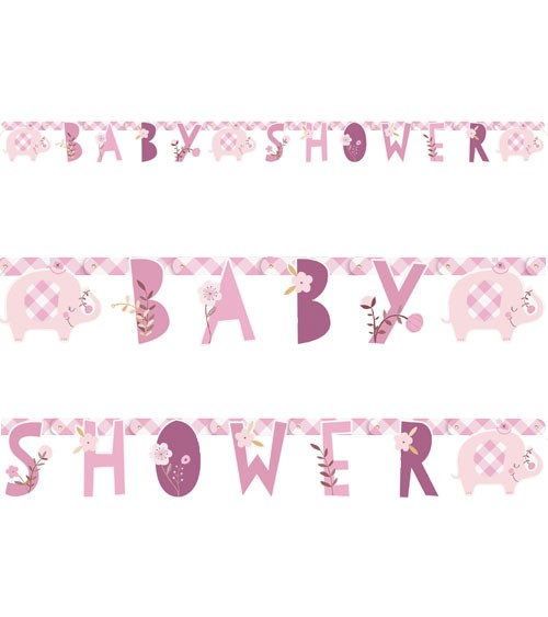 Baby Shower-Girlande "Floral Elephant" - rosa - 1,6 m