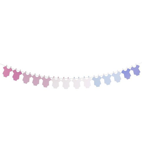 Babybody-Girlande - pink, weiß & blau - x 3 m