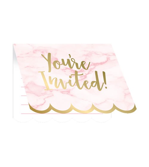 Einladungskarten "Marble" - rosa & gold - 8 Stück