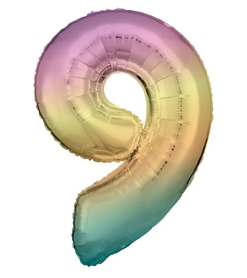 Supershape-Folienballon "9" - Rainbow - 83 cm