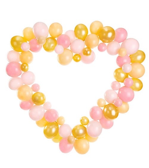 DIY Ballongirlande in Herzform - rosa, gold - 69-teilig