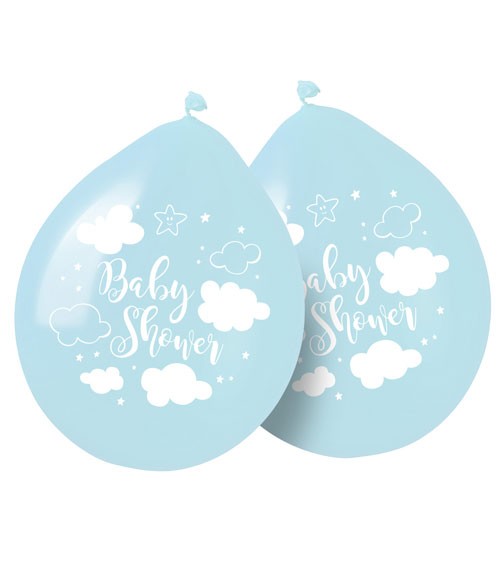 Luftballons "Wolken Baby Shower" - blau - 8 Stück