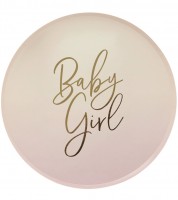 Pappteller "Baby Girl" - rosa ombre - 8 Stück