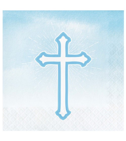 Servietten "Kreuz" - ombre hellblau - 16 Stück
