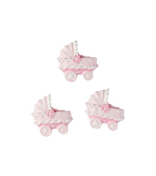 Streuteile "Kinderwagen" mit Klebepunkten - rosa - 2 cm - 4 Stück