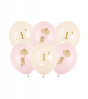 Luftballon-Set "Mäuse" - 1. Geburtstag - rosa & creme - 6-teilig
