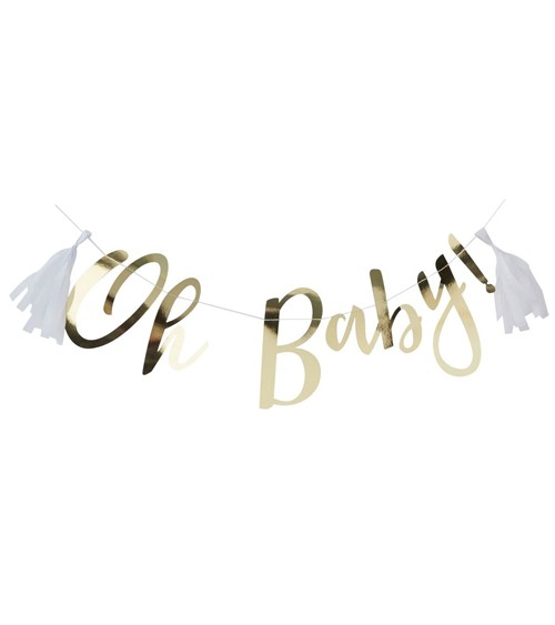 Schriftzuggirlande mit Tasseln "Oh Baby" - 1,5 m