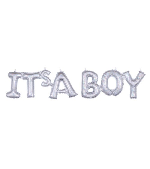 Schriftzug-Folienballon "It's a Boy" - holographic - 100 x 22 cm