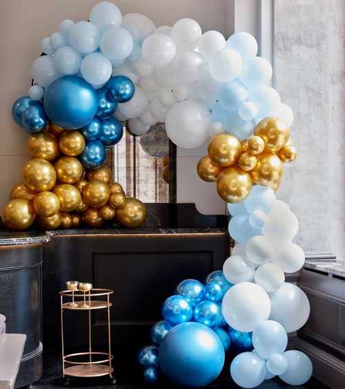 Deluxe Ballongirlanden-Set - Farbmix blau & gold - 200-teilig