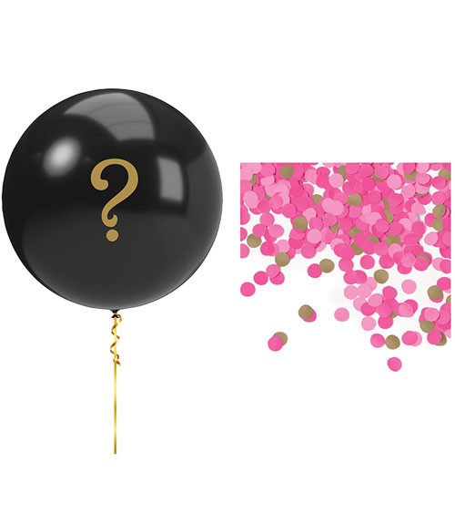 Gender Reveal Ballon-Set mit pinkem Konfetti - 6-teilig