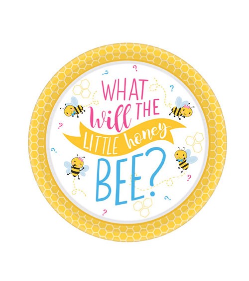 Kleine Pappteller "What will it Bee?" - 8 Stück